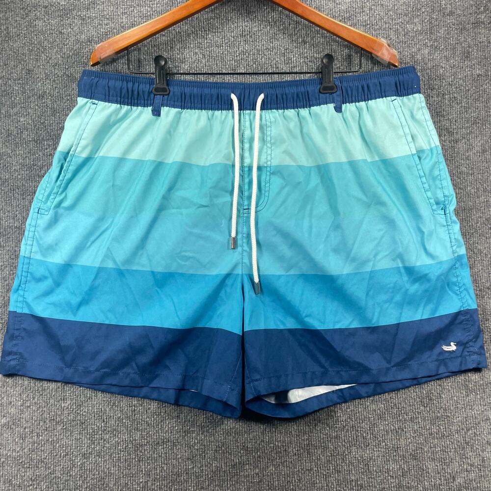 Southern Marsh Harbor Trunk Horizon Stripe Swim Trunks Men's 2X Blue Striped